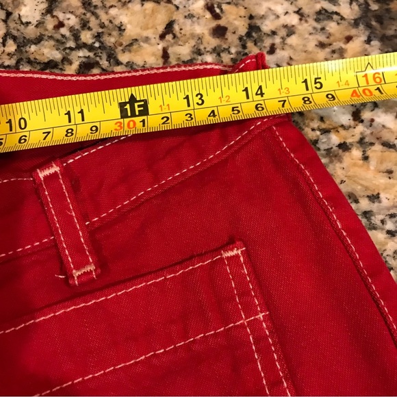 🦌VINTAGE RARE Abercrombie & Fitch Red Cropped Jeans - Picture 9 of 9